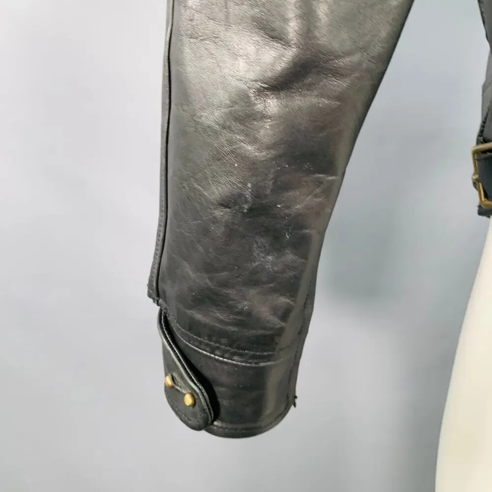 AL'S ATTIRE Size S Black Leather Studs Club Collar Jacket